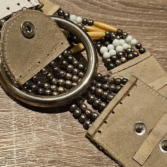 Vintage Shalimar by TWT Beaded Statement Belt – Genuine Leather – 37" Length - Picture 5 of 5